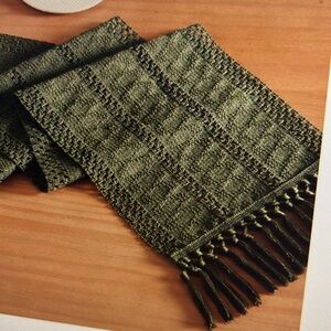 Textured Olive Fringe Scarf
